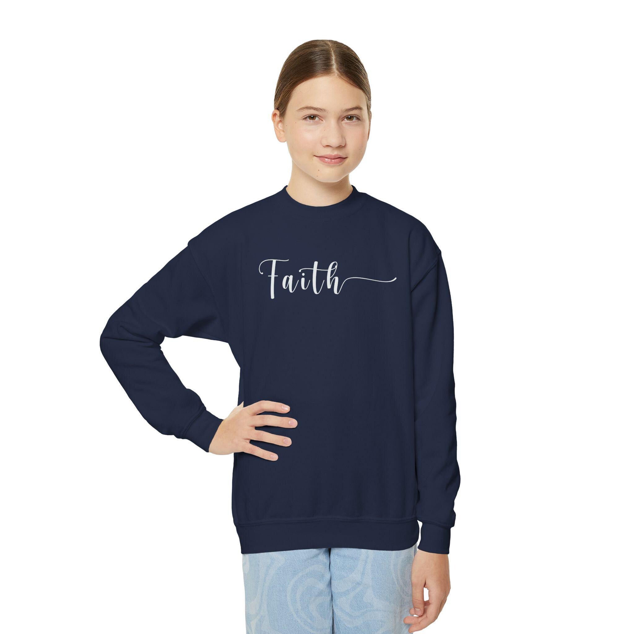 Faith script sweatshirt | Youth crewneck